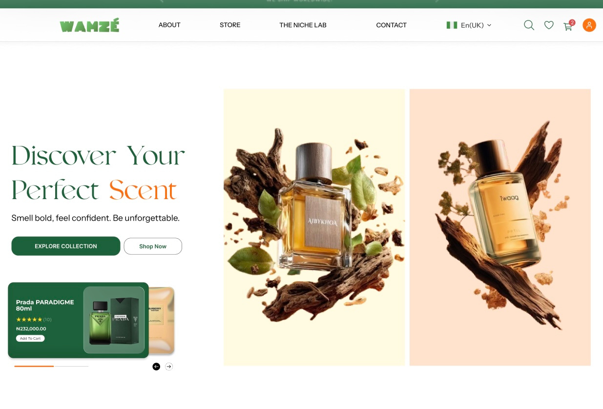 Fragrance E‑Commerce UI Concept design designer dribble e commerce freelance interface product design ui uiux ux webdesign website