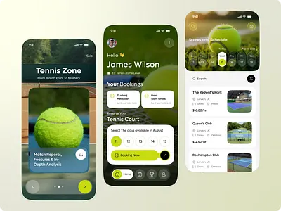 Tennis Sports Mobile App app app design card ios live scores match reports mobile mobile design onboarding product design saas service sports sports app sports mobile app tennis tennis app ui ux uxui