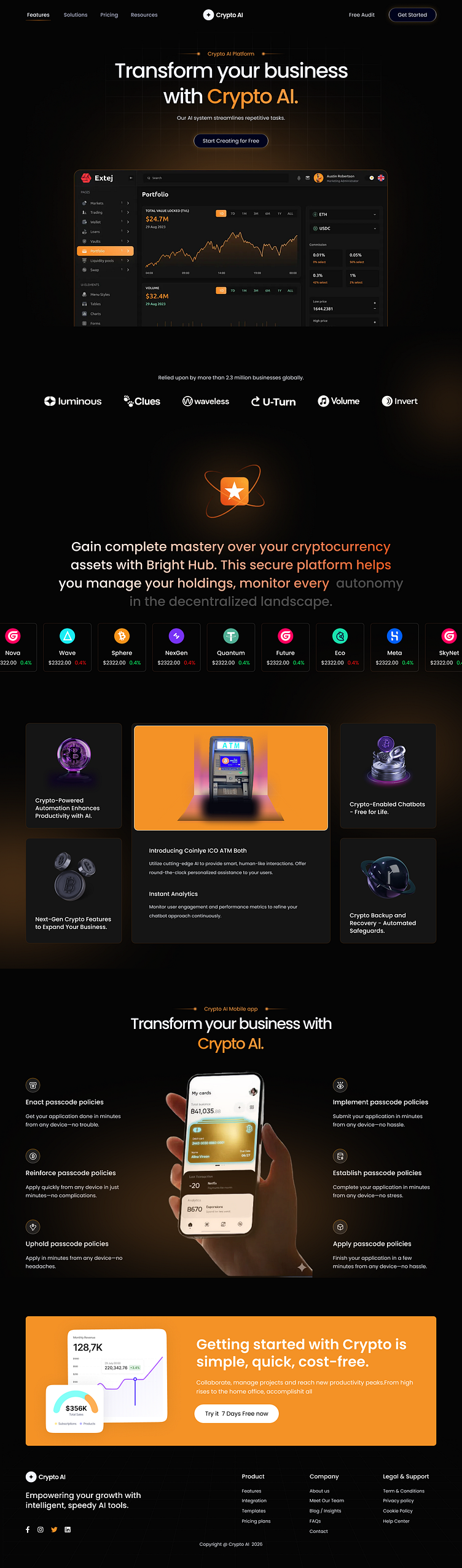 Crypto AI Landing Page – Smart Trading & Blockchain Analytics UI by FYNTIX  on Dribbble