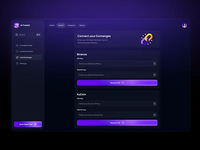 AI Crypto Trading Platform ai trading crypto exchange design product startup trading platform web
