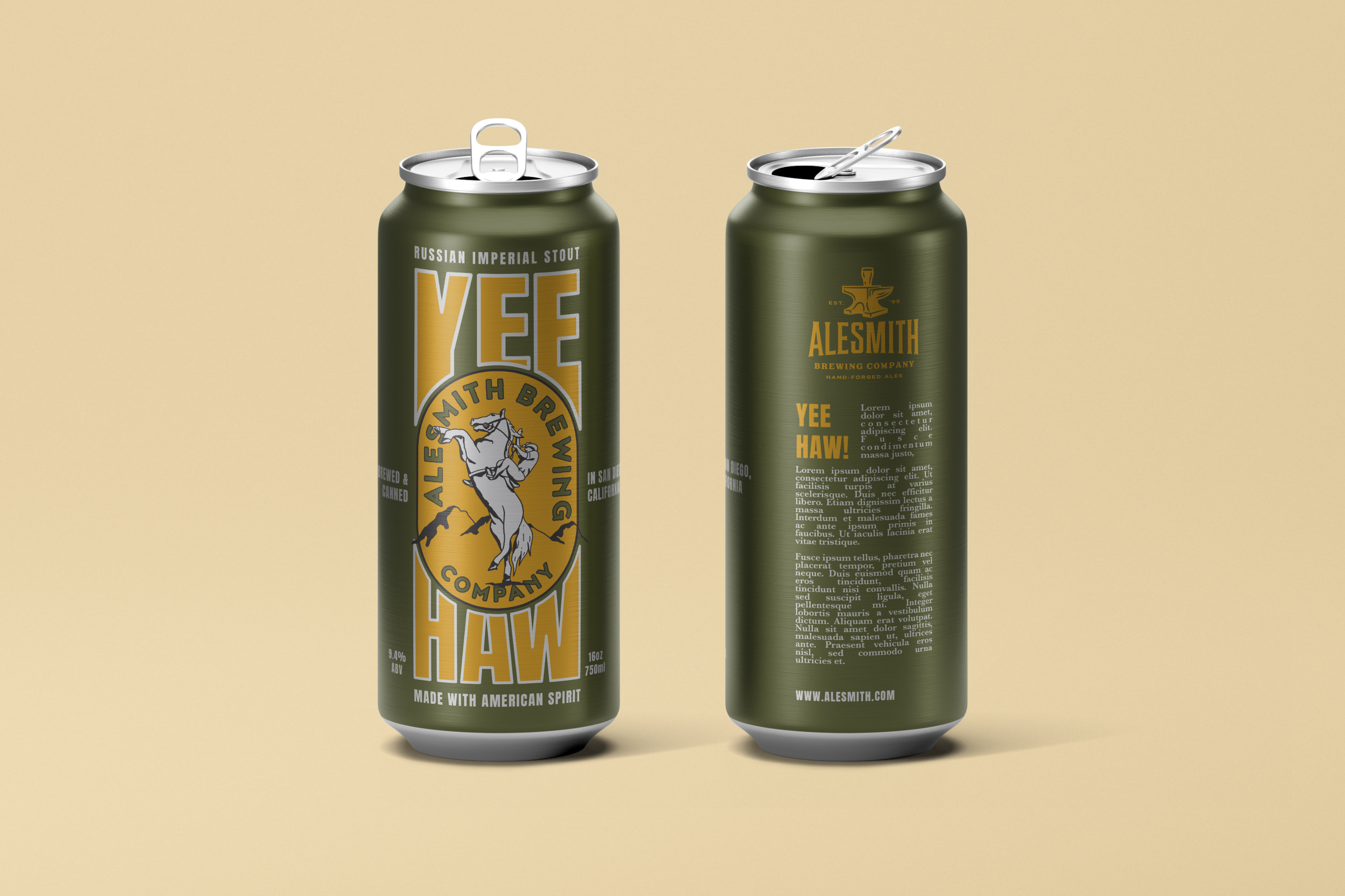 YeeHaw Alesmith Beer Can art direction beer beer can can cowboy design horse illustration packaging print ranch southwest typography vector west