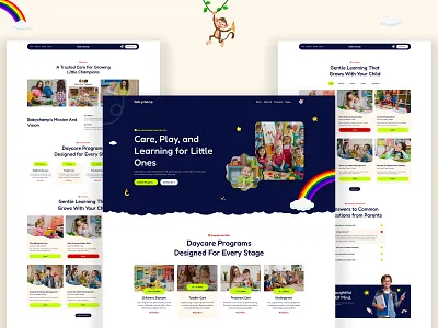 Kindergarten & Daycare Website Landing Page childcare website design daycare website landing page figma preschool ui kids education website kindergarten website design preschool website ui school landing page ui webflow daycare template