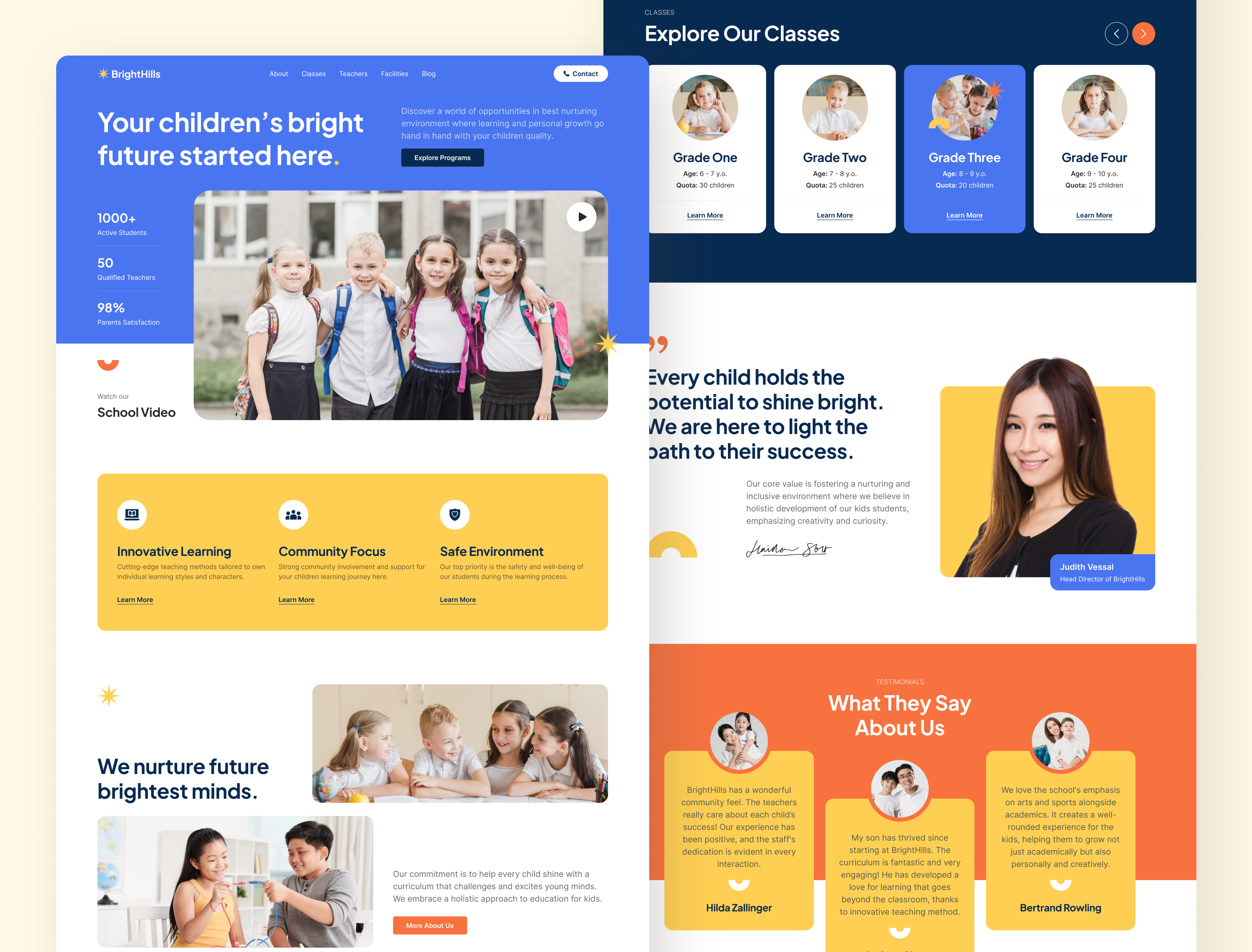 BrightHills Homepage 3 - School Webflow academic design inspiration digital learning education education website landing page modern website no code responsive school website ui design ui inspiration ui showcase ui trends uiux ux design web design webflow
