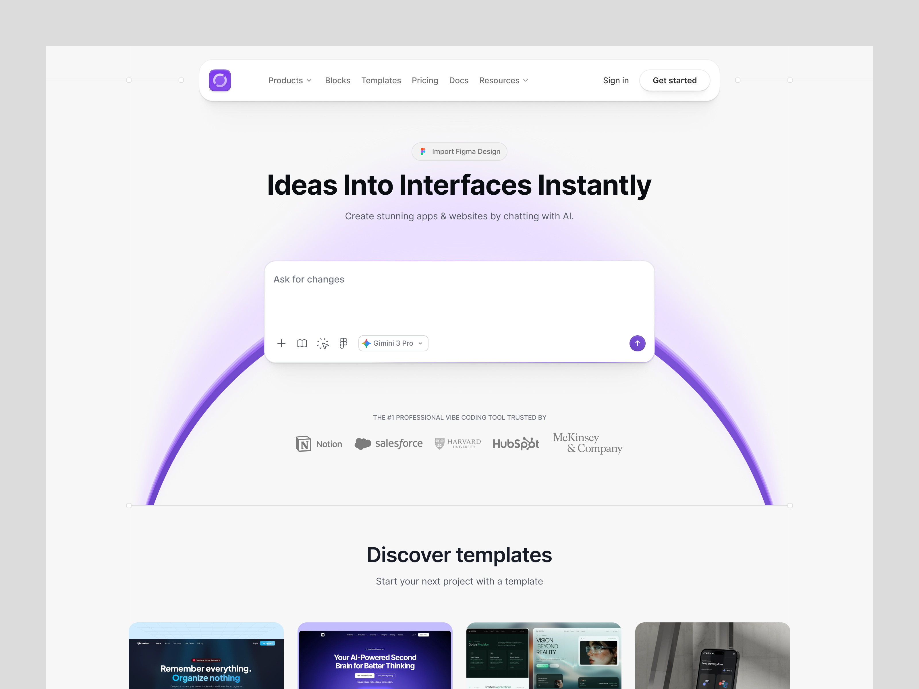 Example of Vibe Coding Website Design - Landing page