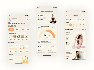 Meditation Mobile App — Mindfulness & Mood Tracker 3d graphic design logo ui