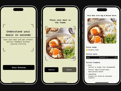 Plate - Meal Scan app app scan design food food app food portion mobile app product design scan typography ui ui design ux ux research