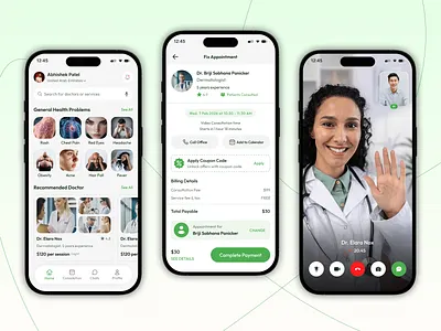 Healthcare Mobile App – UI/UX Design app design clean ui digital health doctor appointment figma design health tracking health ui healthcare app medical app medical ui minimal ui mobile app ui mobile design modern ui patient app product design ui design user interface ux design wellness app