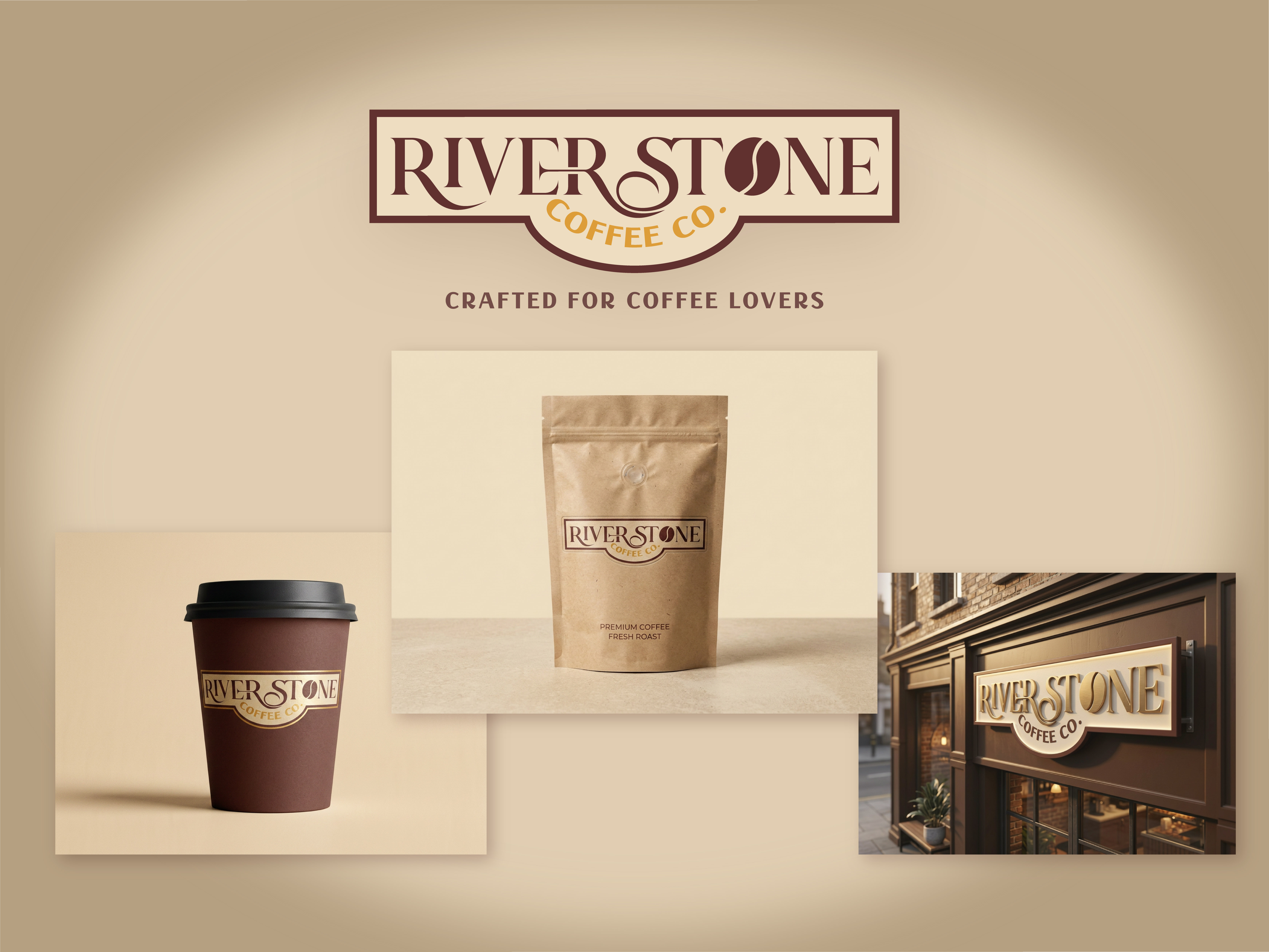 Riverstone Coffee Co. - Coffee Brand Identity & Packaging brand design brand identity brand strategy branding coffee branding coffee shop branding creative branding identity design logo design logo presentation logo showcase minimal design mockup design modern branding packaging design packaging mockup premium branding product branding typography visual identity
