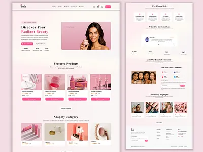 Belle Beauty – E-commerce Product Page UI aesthetic website beauty branding beauty product page beauty product ui beauty website clean design cosmetics website e commerce website ecommerce ui feminine design figma design landing page design minimal ui modern design product page design skincare website soft ui ui design ux design web design