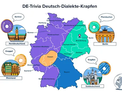 Map of dialects in Germany berlin dialects europe germany germany map illustrated map illustration infographic map maps vector