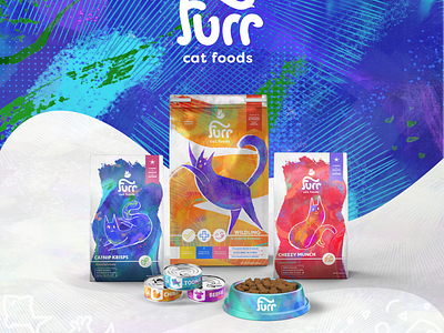 Furr Cat Foods branding cat food cats graphic design illustration lettering logo packaging pet food pets typography