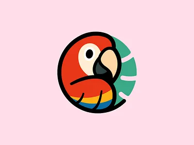 Parrot animal animal logo bird logo bold branding character logo colorful cute cute logo emblem icon identity illustration leaf logo mark mascot logo nature parrot parrot logo