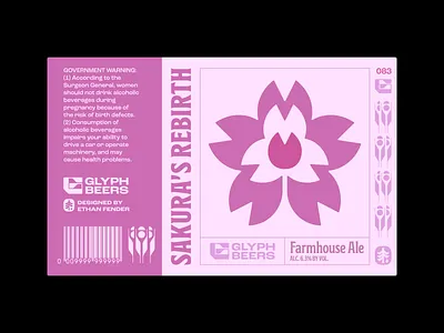 Glyph Beer 83 beer label cherry blossom crest emblem floral flower fragrance garden icon label design leaves logo nature negative space organic packaging plant sakura symbol tulip