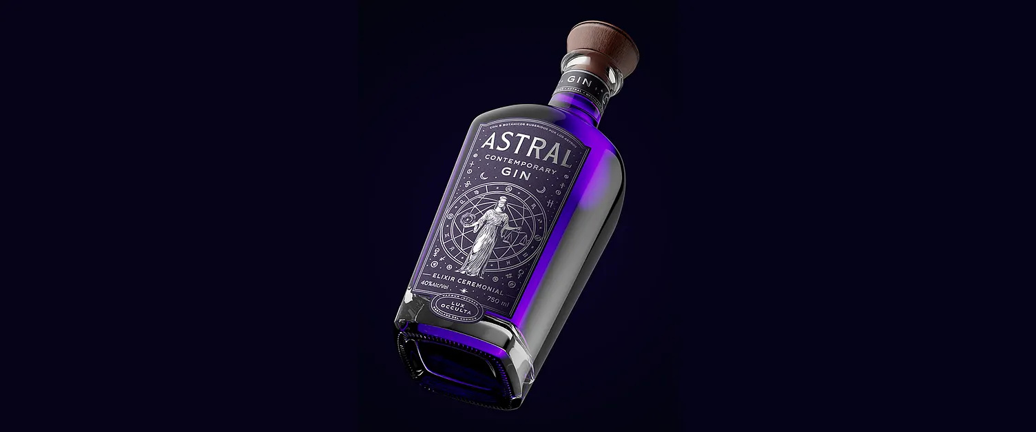 ASTRAL Contemporary Gin x Vieja Firma by TUERCA Studio 3d brand branding graphic design labeling logo packaging spirits