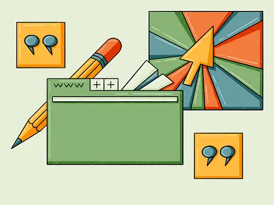 Online work abstract cursor editorial illustration internet online pencil procreate technology ui webpage work work online