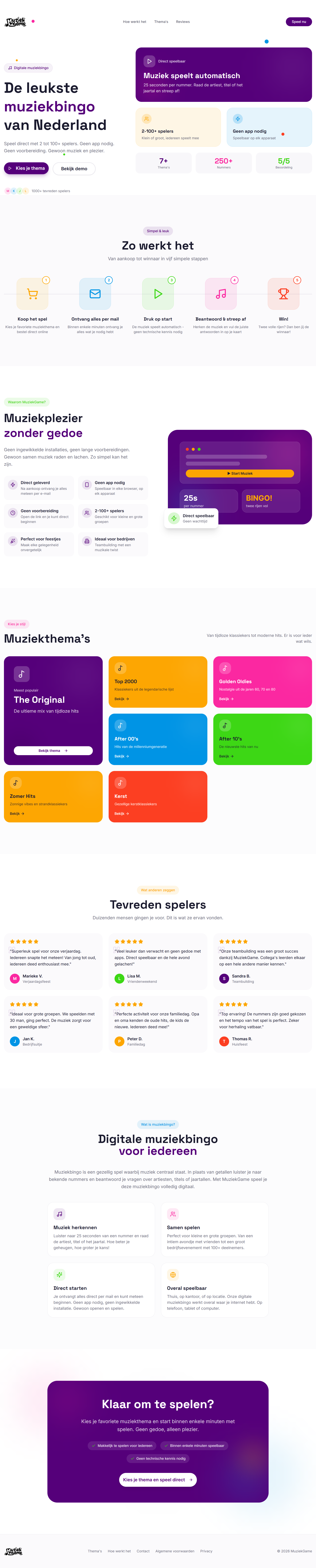 Modern Digital Bingo Landing Page with Playful Bento-Grid Design dutch figma landing page music music game ui ux web design website