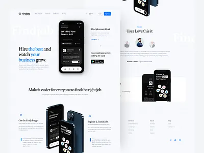 Findjob - Landing page clean clean design findjob home page job jobdesk landing page design ui ui design ux web website website design