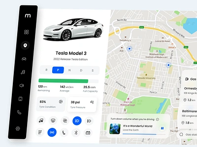 Mobilic - Electric Car Dashboard assistant automotive car dashboard car website clean design dashboard electric car electric vehicle hmi maps maps app monitoring dashboard navigation tesla tesla car tesla dashboard ui ui design web design website