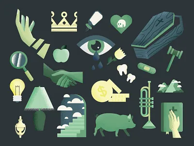 Icon Set - Sermon on the Mount bible bible story coffin crown cry flower hands jesus kidmin kids ministry kidsmin lamp lightbulb money pig salt sermon on the mount skull tooth trumpet