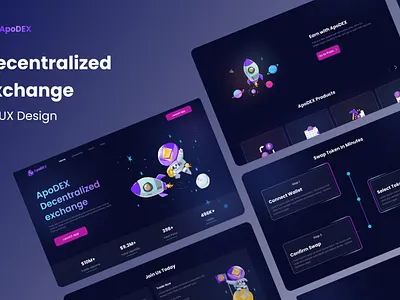 ApoDex - Crypto Decentralized Exchange | UI/UX Design Website amm dex app branding crypto decentralized design exchange graphic design illustration typography ui ux website