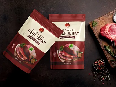 Beef Jerky Pouch Packaging Design beef branding design foodpackaging jerky label meat packagedesign packaging pouch pouchdesign pouchpackaging productdesign