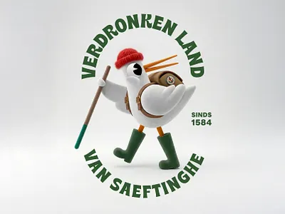 3D'in bird illustration walking