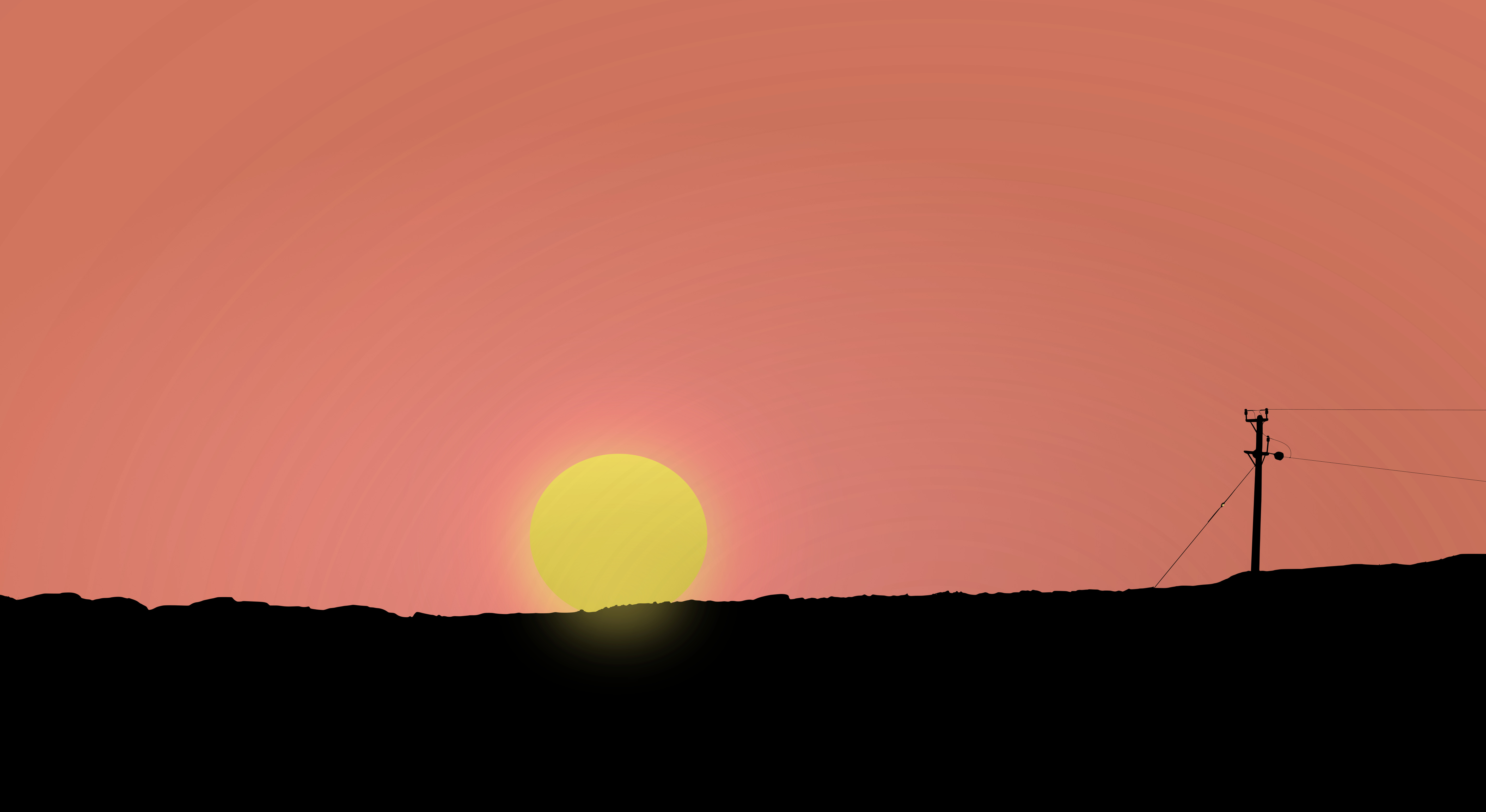 power line doodle illustration powe line shunte88 sunset vector