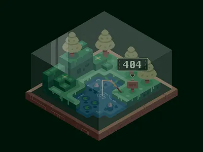 404 404 fishing forest glass illustration illustrator isometric landscape nature pond terrarium translucent trees vector wood