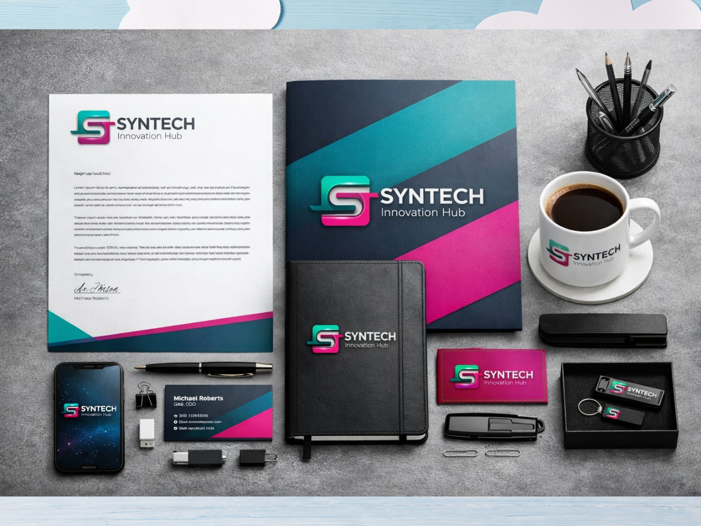 SYNTECH Tech Logo Concept brand identity design corporate identity digital branding flat logo design logo design logo presentation minimalist logo modern logo professional branding startup logo syntech logo tech logo design technology brand