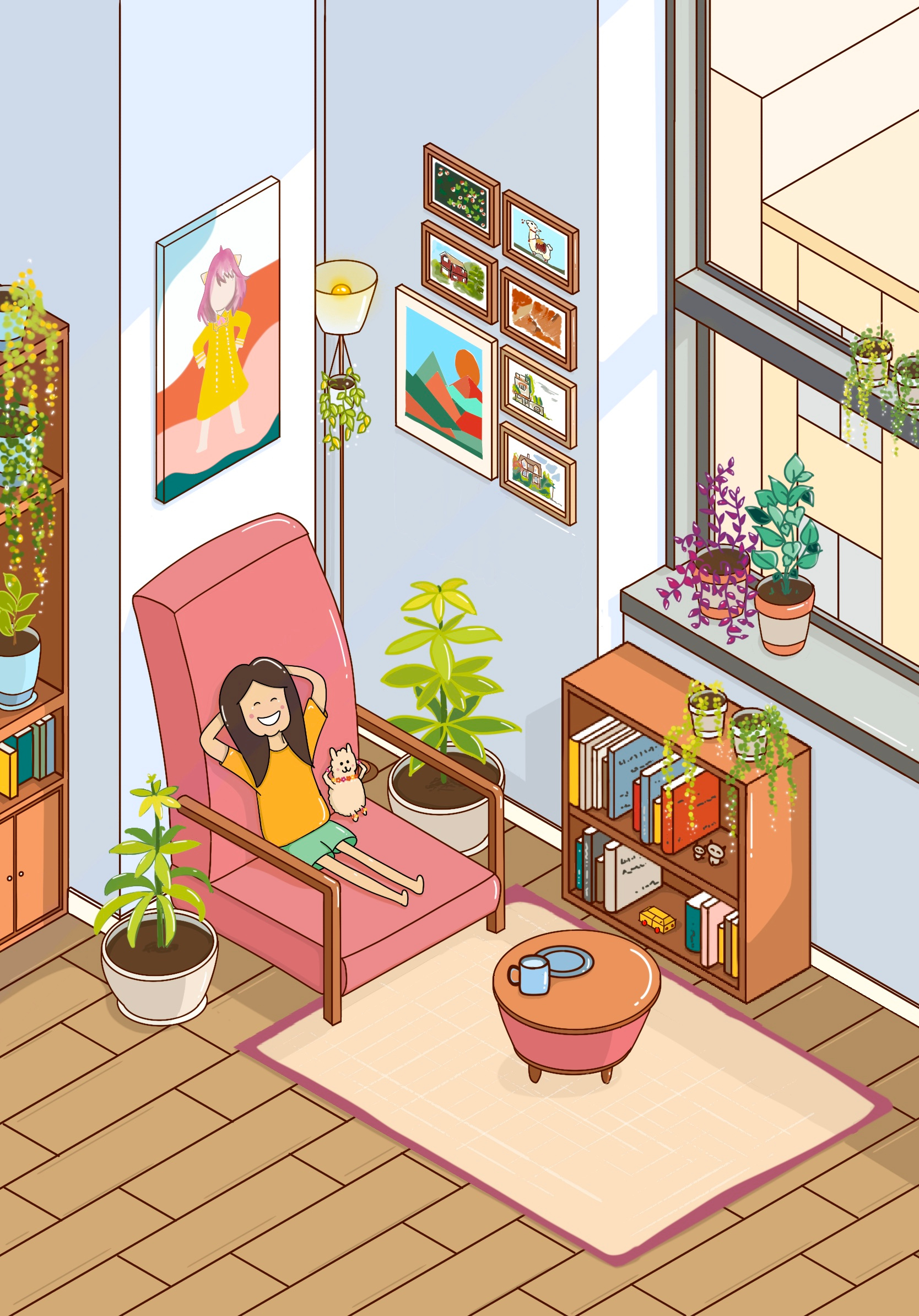 Pretty little corner bright character cute drawing graphic design illustration isometric playful solid vector