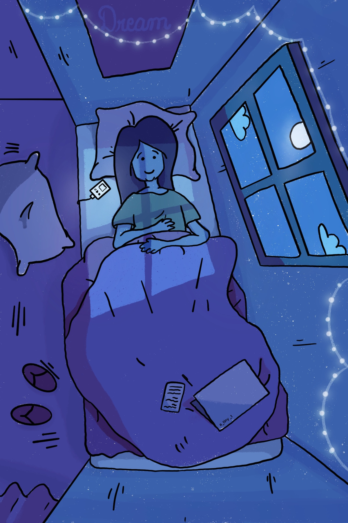 Dream anime style art character design drawing dream graphic design illustration night solid vector