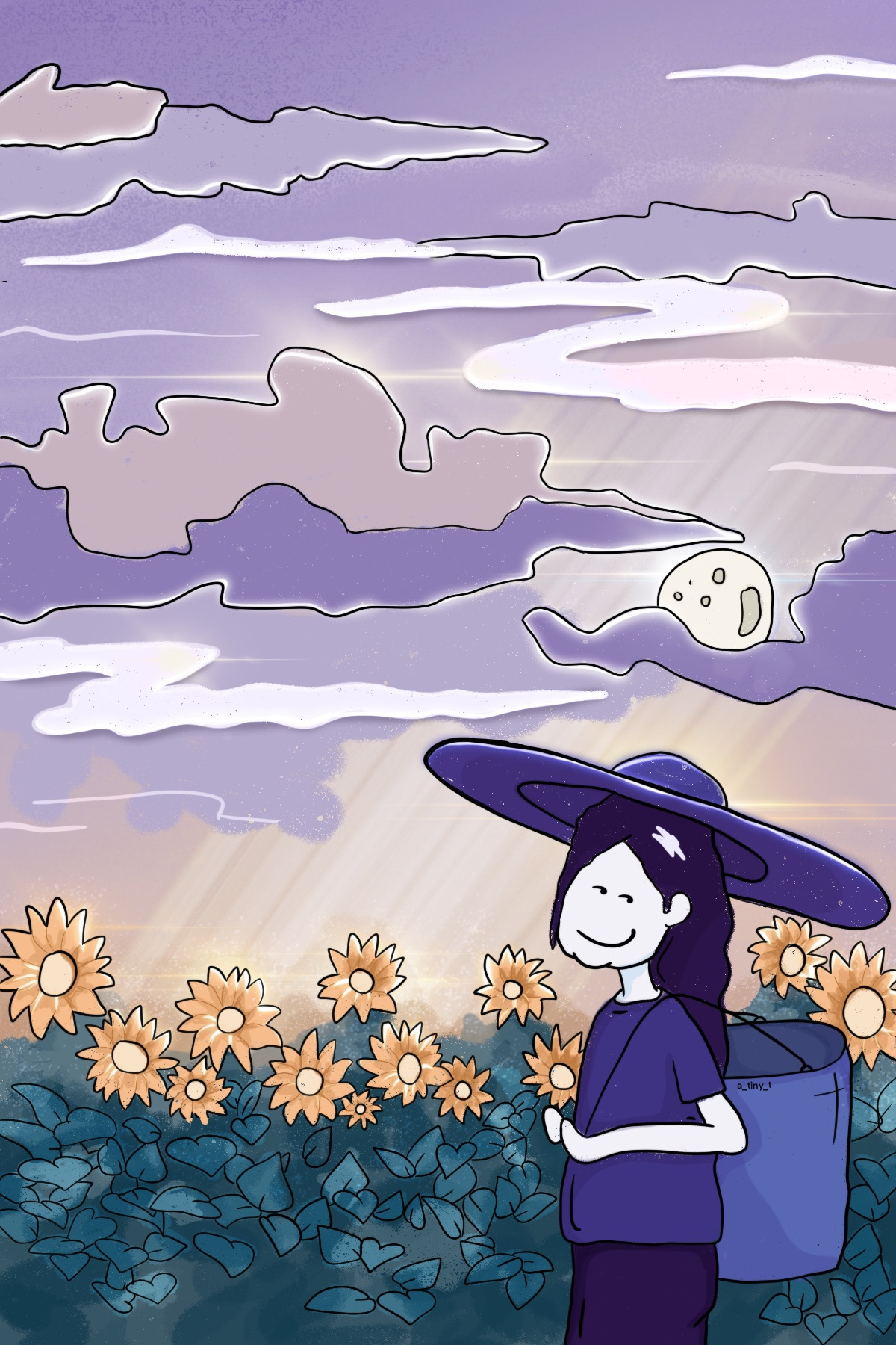 Sunflower fields anime style art cute drawing graphic design illustration playful solid sunflower vector