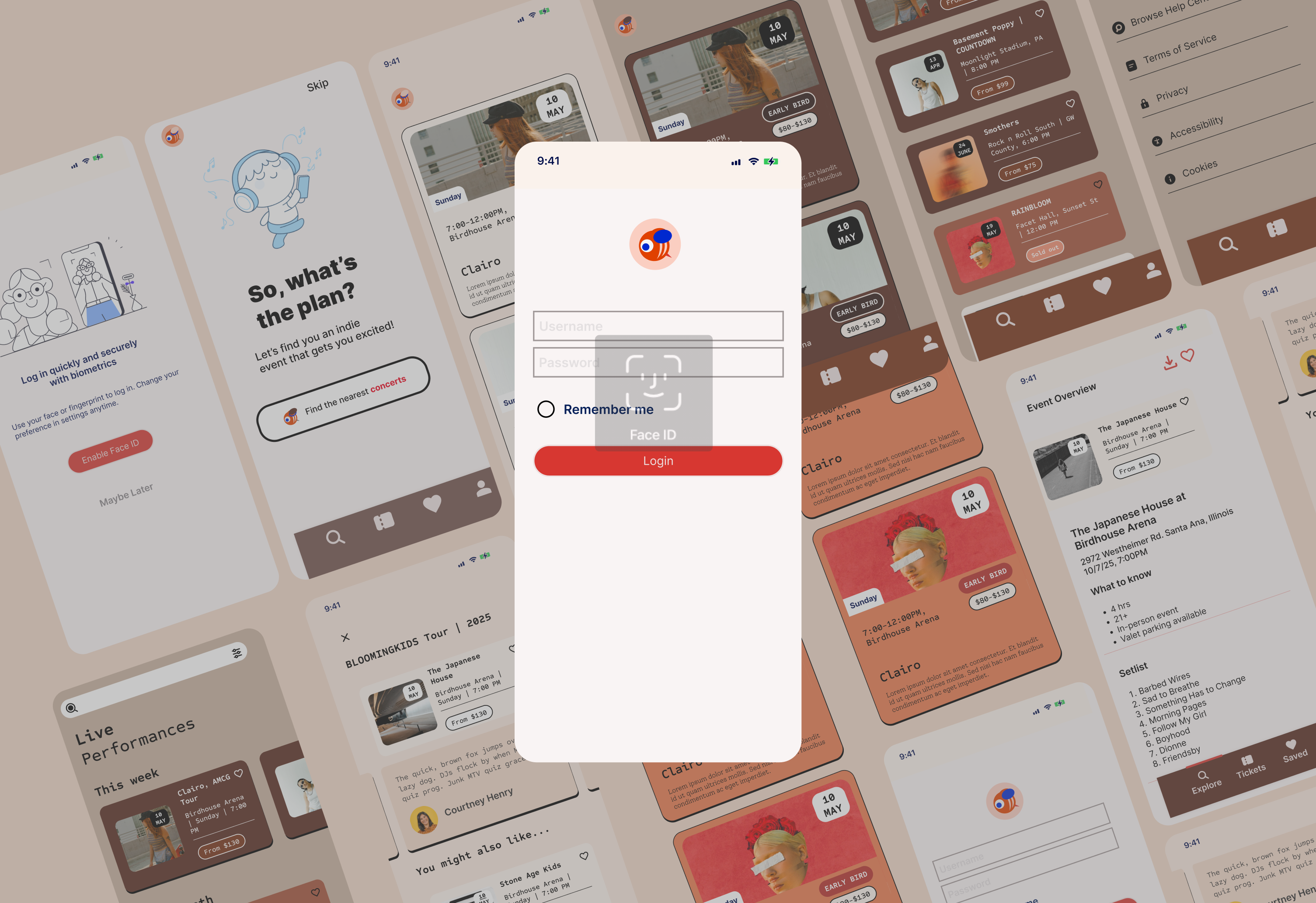 Indie Event App - Face ID Login Flow app design branding event app face id graphic design ui ux
