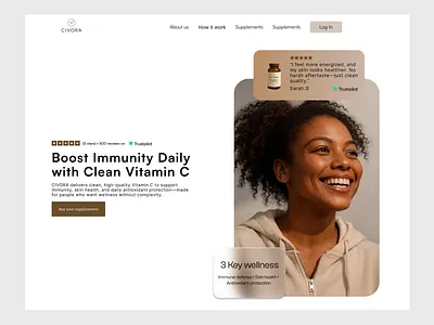 Modern Supplement Brand — Ecommerce Hero Design conversiondesign dribbble ecommerce figma healthbrand landingpage minimal supplements uidesign uiux uxdesign webdesign
