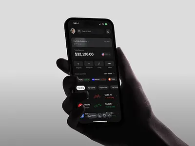 Stock Trading Mobile App app clean dark data investment mobile modern performance portfolio shares stock trade trading ui