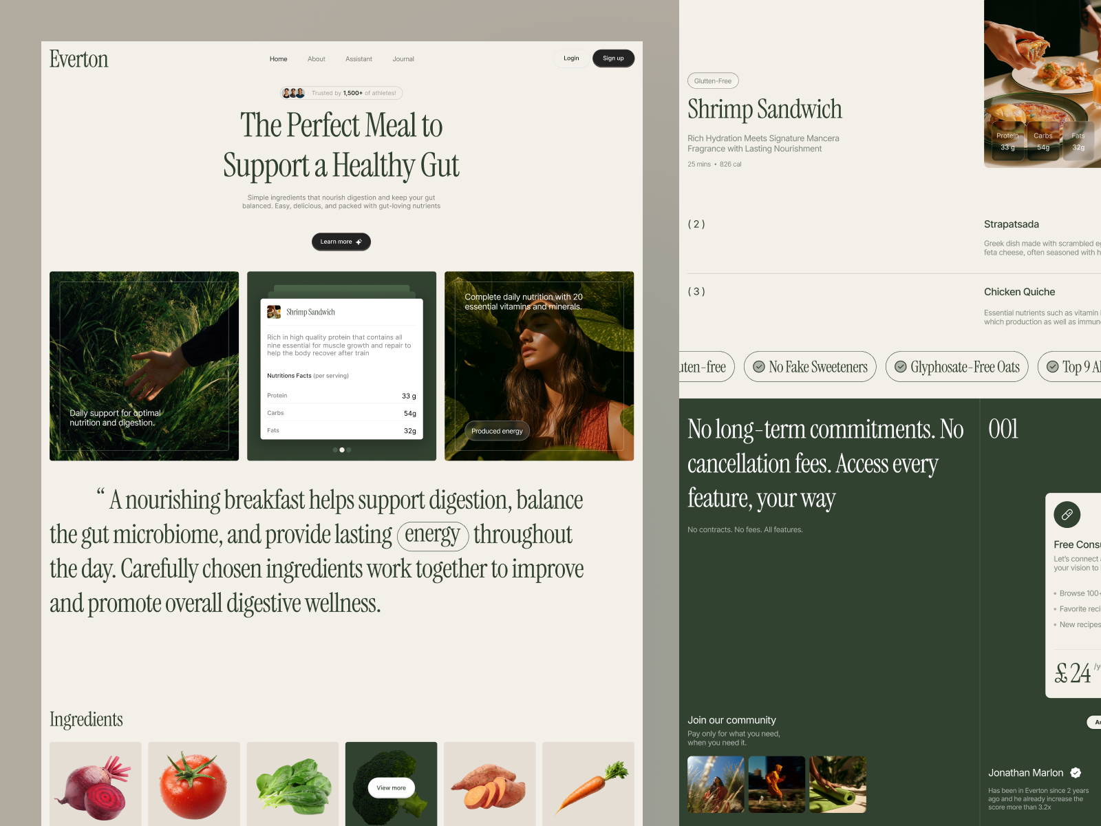 Everton - Healthy Life Landing Page clean design health healthy healthy life landing page landingpage lifestyle meal nutrition ui ui design website