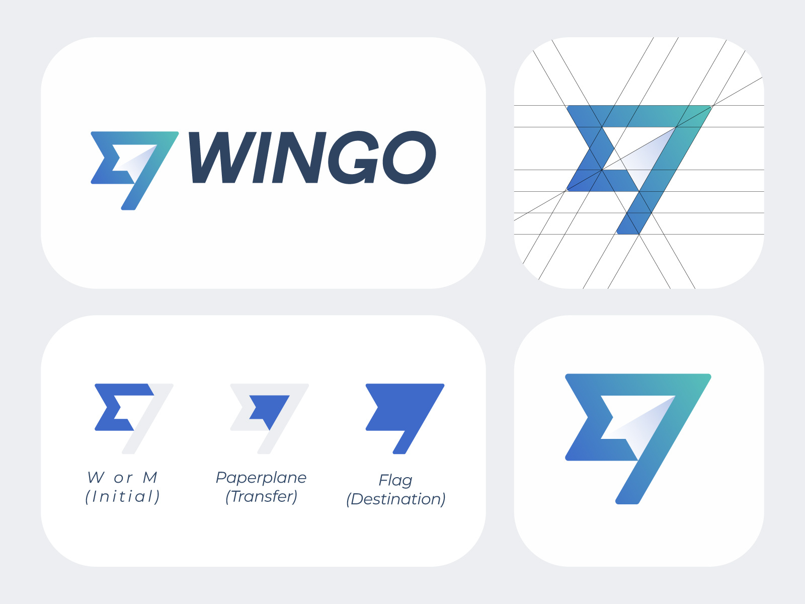 Wingo - W + Paper plane + Flag logo app icon branding digital wallet finance fintech flag logo geometric logo graphic design growth logo logo design logo designer logo mark minimalist logos modern paper plane logo payment simple logo symbol visual identity
