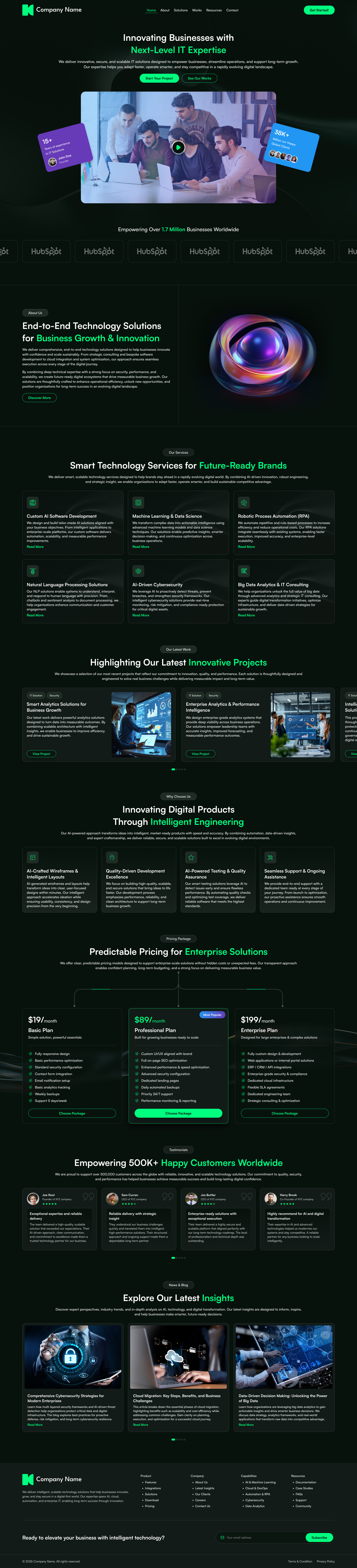 IT Solutions & Technology Services Website UI darkui designinspiration dribbble enterprisetech figmadesign itservices modernui productdesign saasdesign startupdesign techwebsite uidesign uiux webdesign websiteui