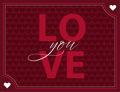 Valentine's Day Card card design dribbbleweeklywarmup hearts loveyou typography valentines card vector weekly warm up