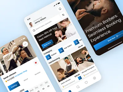 Barbershop App Concept barber booking barber shop barber ui design barbershop barbershop application booking hair salon app mobile app mobile booking app salon appointment app salon booking app salons services service app