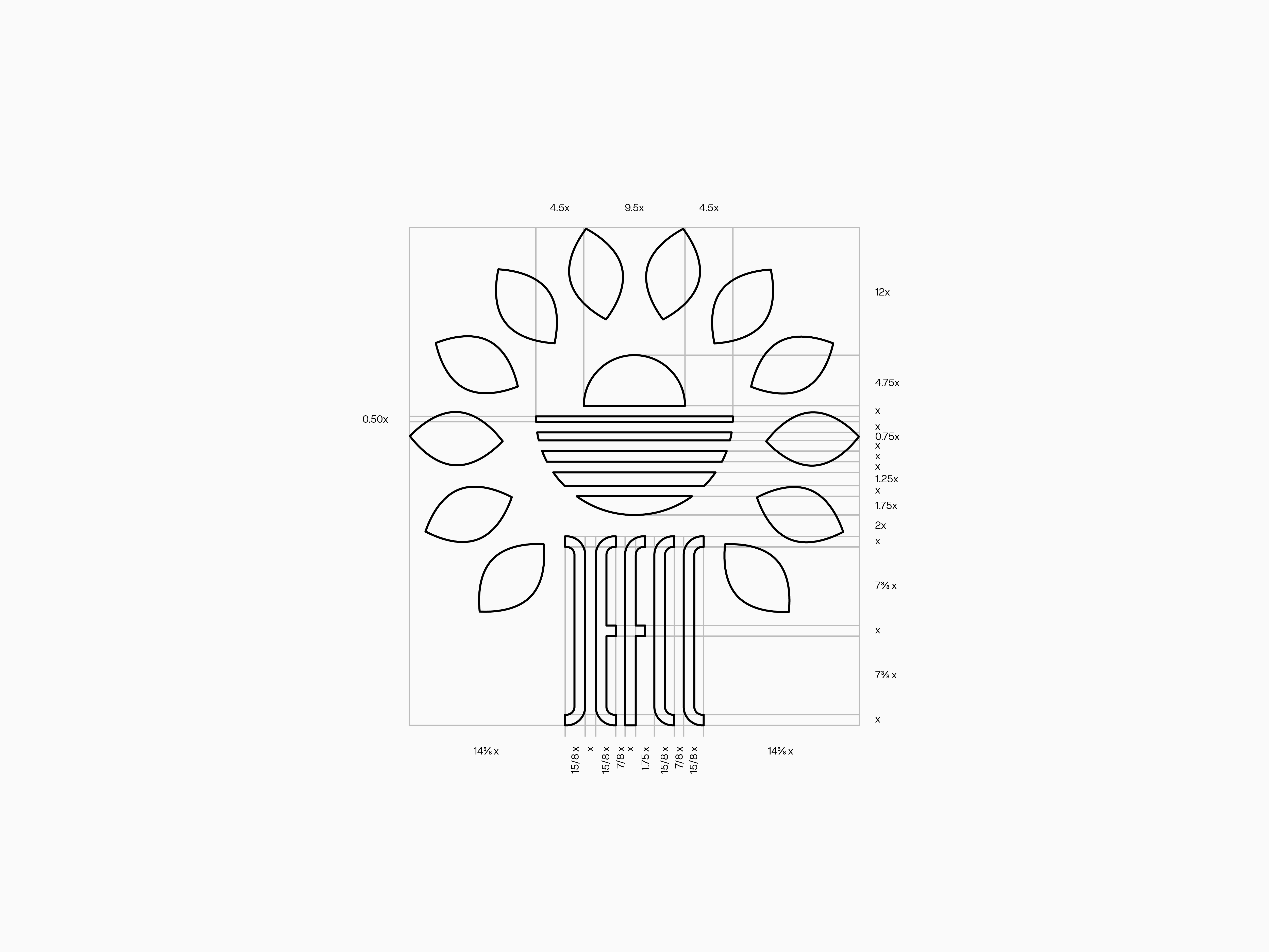 DEFCC Symbol — Grid Drawing & Minimum Size brand design brand guidelines brand identity branding graphic design grid grid logo identity identity branding identity design logo logo design symbol symbol design visual identity