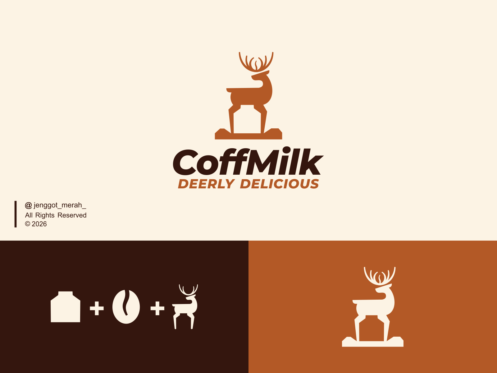 CoffMilk Deerly Delicious Logo Design For Sale animal bean branding cafe coffee combinations deer design elk graphic design logo mark milk minimal modern nature negative space symbol vector woods
