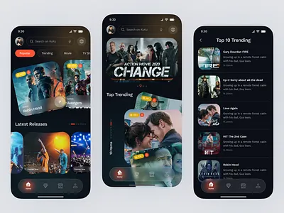 Cinema Streaming App UI app concep app design cinema app entertainment app live live stream mobile mobile app mobile app design movie app movie discovery movie tickets onlinecinema ott ott platform social app streaming app streaming platform uiux video streaming