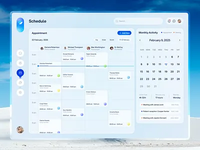 Healthcare Dashboard - Appointment Screen application appointment appointment booking calendar clinic dashboard clinic management dashboard doctor healthcare management medical data medical ui patient dashboard patient management saas schedule software time schedule ui web design