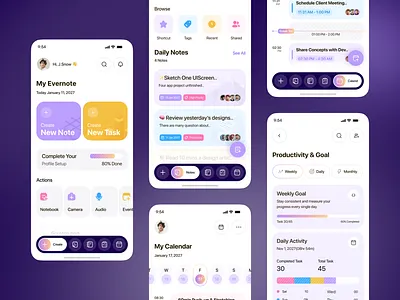 Refleq — Note & Task Management Mobile App UI UX Design app ui app ux calendar app clean ui dashboard ui minimal ui mobile app design mobile ui ux modern app note taking app notes app panze panze studio productivity app productivity ui task management app task manager ui to do app ui ux design workflow app