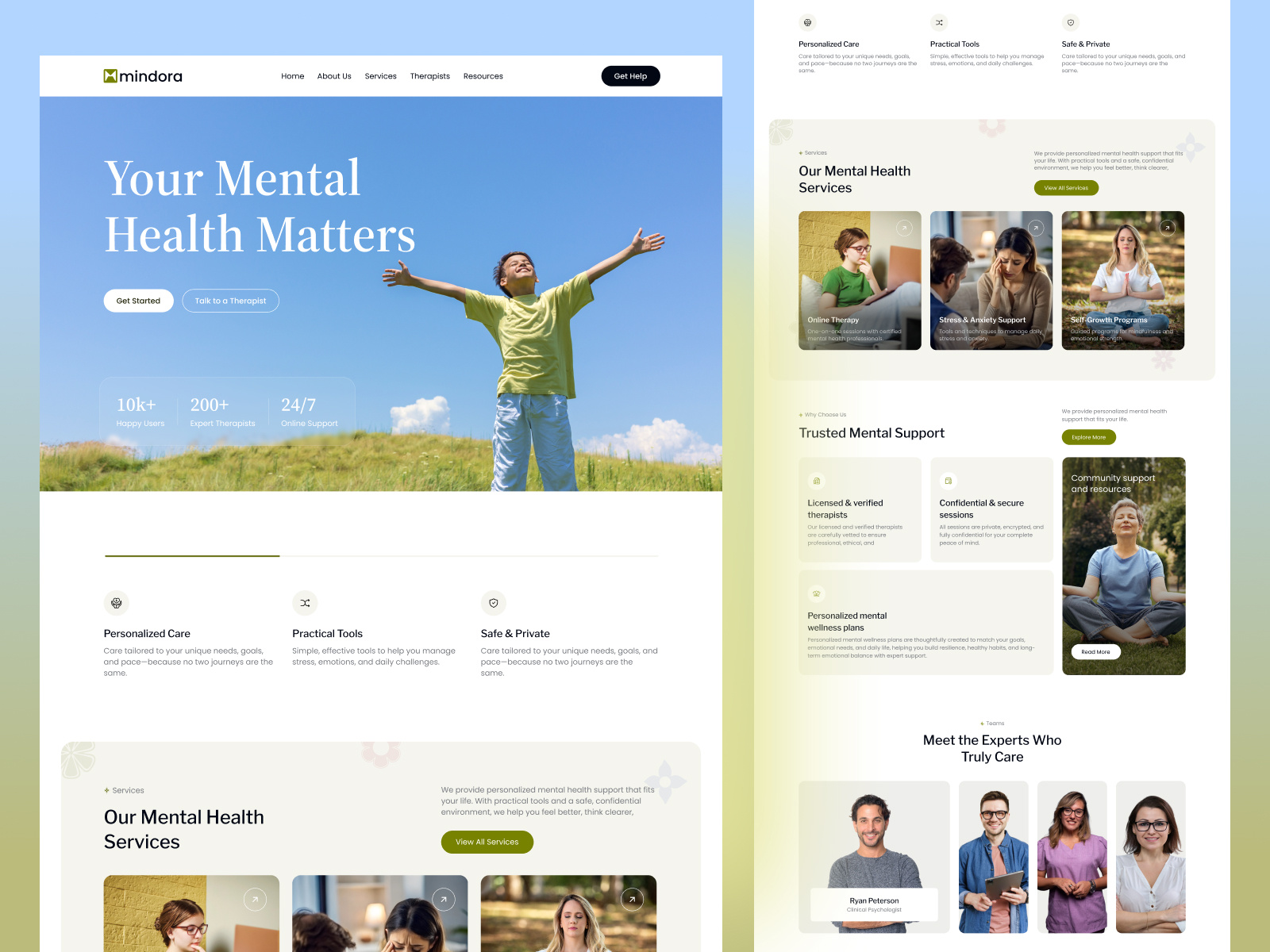 Example of Mental Healthcare Website UI Design