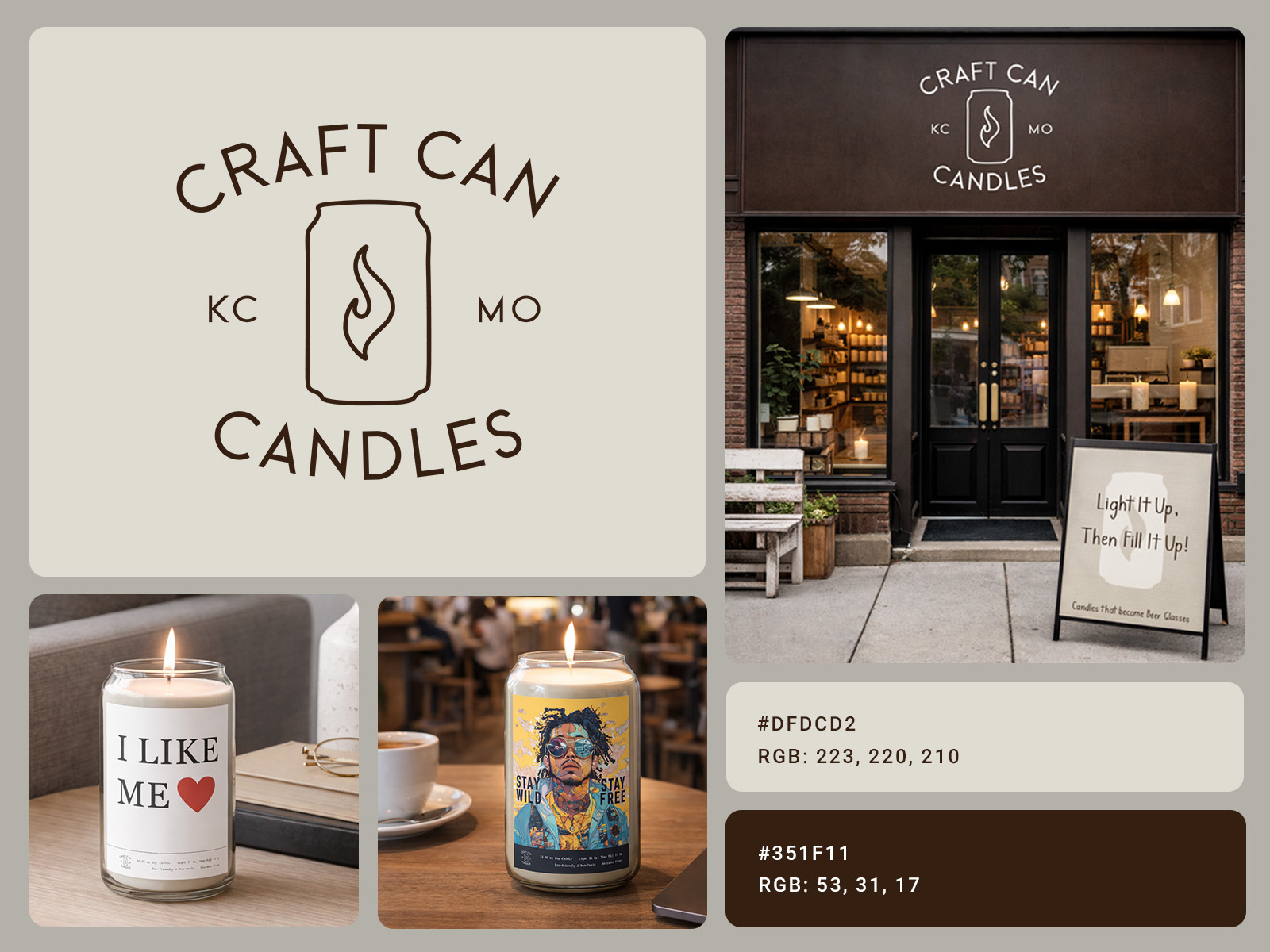 Craft Can Candles — Brand Identity & Retail Concept brand identity branding candle branding lifestyle brand logo design packaging design retail design storefront visual identity
