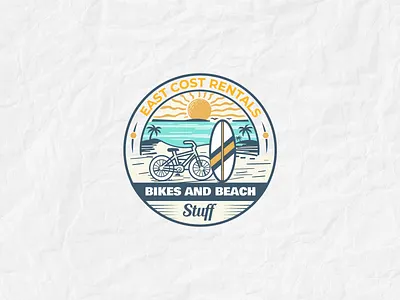 Beach Bike Rental Logo Design | Vintage Coastal Badge badge logo beach logo bike logo branding coastal design dribbble flat design illustration lifestyle logo logo design logodesign outdoor rental logo retro summer surf travel vintage logo