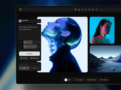 AI UI kit for SaaS ai app creative credits dark dashboard design desktop development generation prompt soft tech template ui vibecode web
