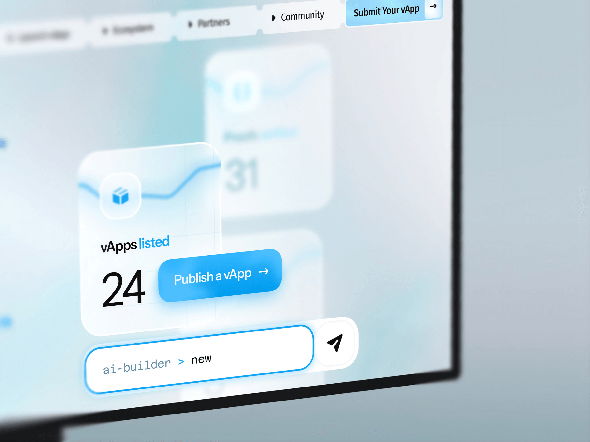 0vApps: Landing Page AI-based Hub for Verifable Applications ai assistant analytics app design app ui blockchain app crypto payments cryptocurrency dashboard ecommerce fintech management memecoin platform product product design saas service smart software web app
